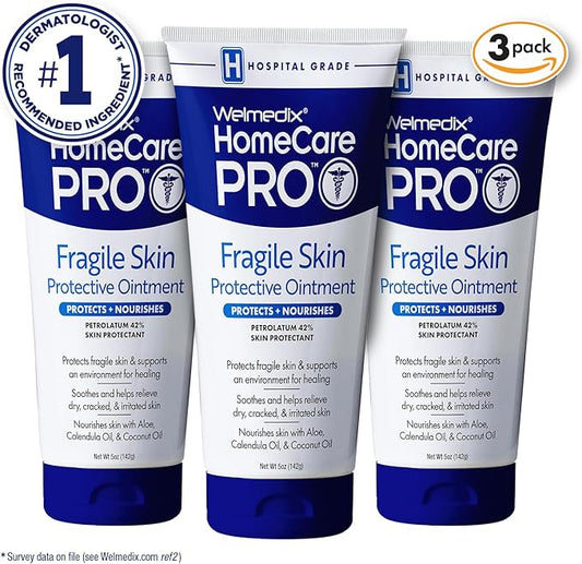 Welmedix Fragile Skin Protective Ointment | Hospital Grade Healing Ointment, Barrier Cream & Skin Protectant w/Calendula for Treatment of Eczema, Psoriasis, Dermatitis, Bed Sores, Chafing (Pack of 3)