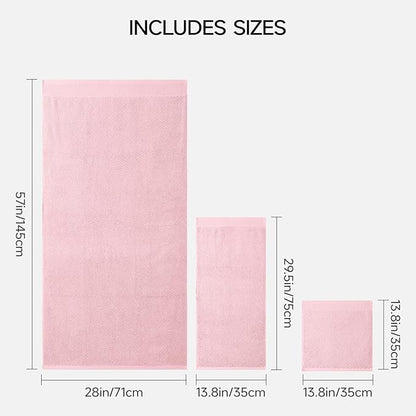 REDKISS Luxury 8-Piece Pink Towel Set, 2 Bath Towels, 2 Hand Towels, 4 Washcloths, 100% Cotton, Quick Dry, Highly Absorbent Towels for Bathroom, Gym, Hotel, Spa