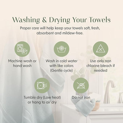 Springtree Home Luxury Bamboo Rayon Bath Towel Set 6 Piece Set | 35% Bamboo Rayon - 65% Cotton | Absorbent Quick-Dry Towels for Bathroom | Oeko-TEX Standard 100 Cotton | Aegean