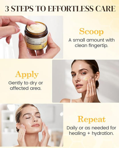 Bee Venom Comprehensive Cream, Bee Venom Skin Treatment Cream, All-in-One Nourishing Treatment with Hyaluronic Acid, Lifting Firming Repair Moisturizer, Natural Gentle Formula for All Skin, 60g * 2PCS