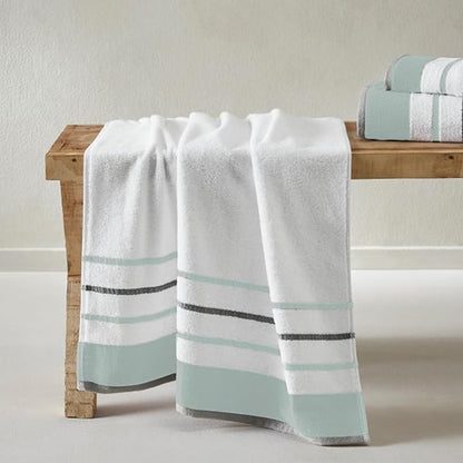 Great Bay Home Decorative Oversized Bath Sheet Set - Luxury Cotton 2 Pack 68x35 Extra Large Towels - Luxurious, Ultra-Soft, Durable Towels for Bathroom Decor (Eucalyptus/Grey)