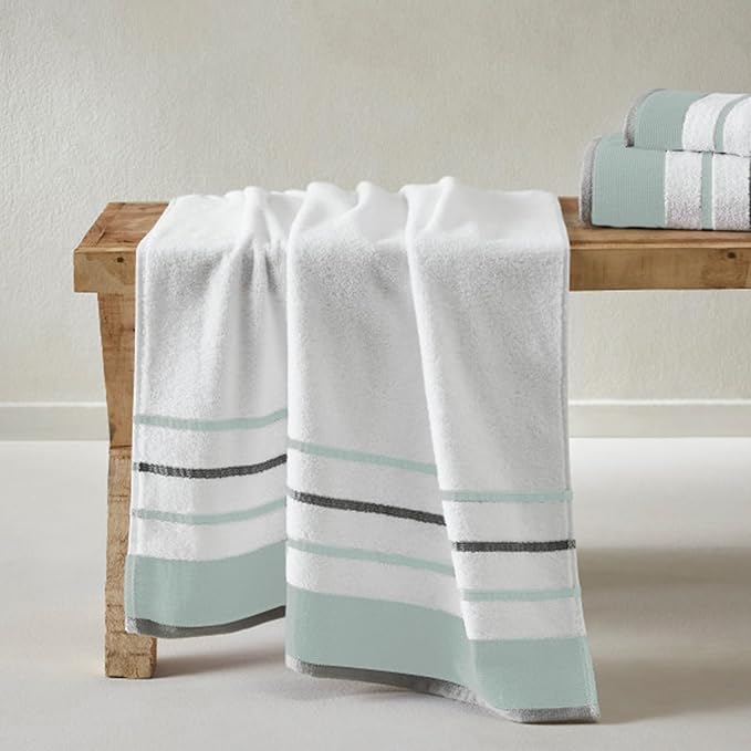 Great Bay Home Decorative Hand Towel Set - Luxury Cotton 4 Pack 26x16 Hand Towel Set - Luxurious, Ultra-Soft, Durable Towels for Bathroom Decor (Eucalyptus/Grey)