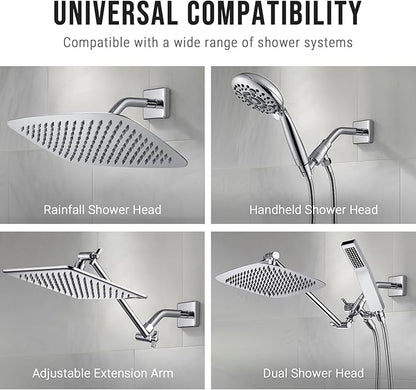 G-Promise All Metal 6-Inch Shower Arm with Flange, Wall-Mounted Stainless Steel Shower Pipe Replacement for Fixed and Handheld Shower Heads, Chrome