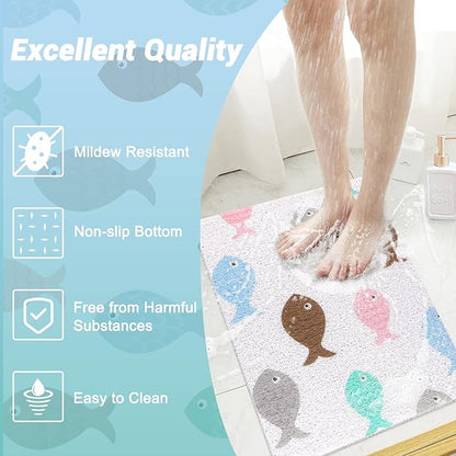 Shower Mat Non-Slip, Soft Comfort Bath Mat with Drainage Holes, PVC Loofah Massage Bathmat for Shower,Tub,Bathroom,Wet Areas, Quick Drying