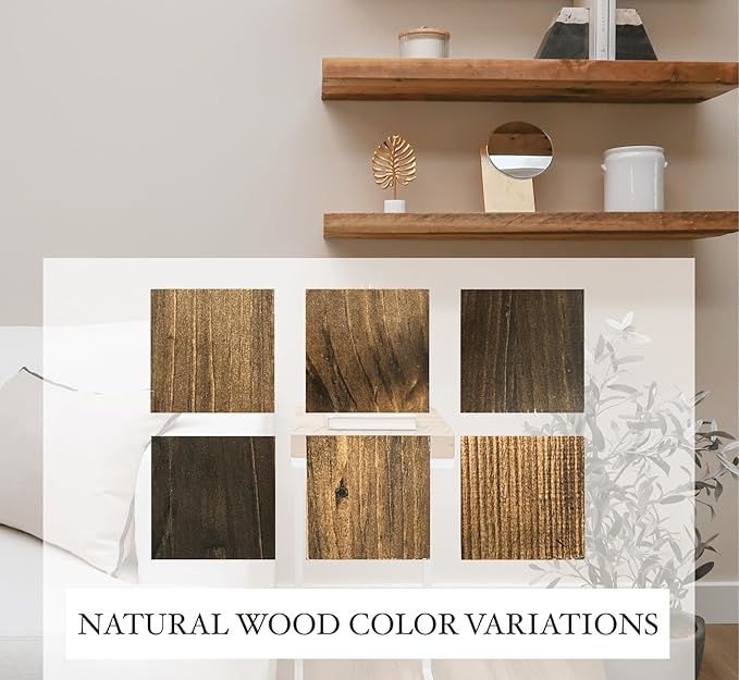 Urbandi Modern Floating Shelves 3 Inches Thick for Wall, Wide Shelves for Kitchen, Living Room, Bedroom, and Bathroom, Natural Pine Wood, Rustic Wooden Shelf, (Set of 2) (Jacobean, 60Lx3Hx8D)
