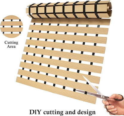 Non Suction Cups Shower Mat(16.9" × 25.7"),Non Slip Shower Mats for Inside/Outside Shower,Heavy Duty Rubber Shower Floor Mat for Elderly (Apricot)