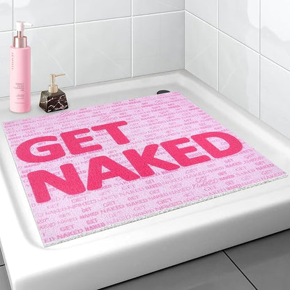 Shower Mat Non-Slip Square - 24x24 Inch Soft Comfortable Bath Mats with Drainage Holes - PVC Loofah Massage Bathmat for Shower, Tub, Bathroom, Wet Areas - Quick Drying & Easy Cleaning