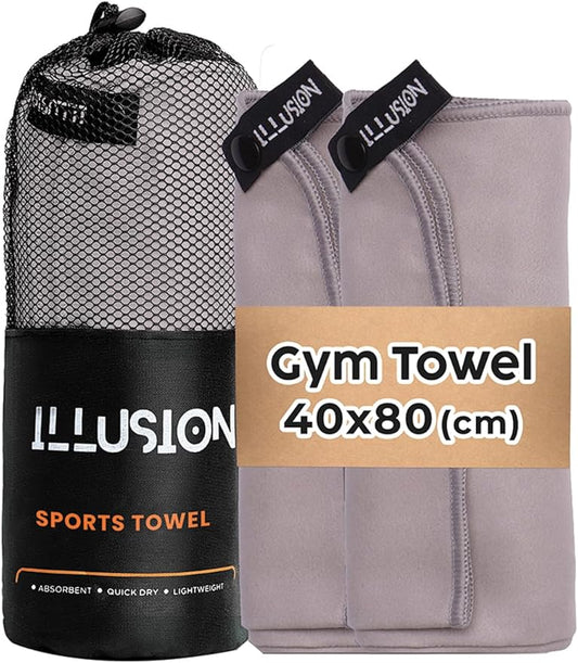illusion Small Microfiber Gym Towels for Men and Women Active Sports (32" L x 16''W)-Lightweight Quick Dry Gym Towel for Sweat-Workout Towels Ideal for Yoga, Camping, Running, and Outdoor Activities