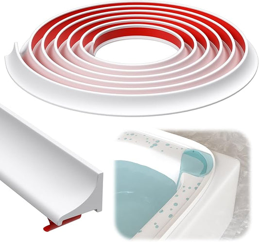 118 Inch Shower Splash Guard for Bathtub Waterproof Self-Adhesive Shower Corner Guards Tub Water Splash Dam Barrier for Bathtub Rim Sinks and Kitchen Countertop