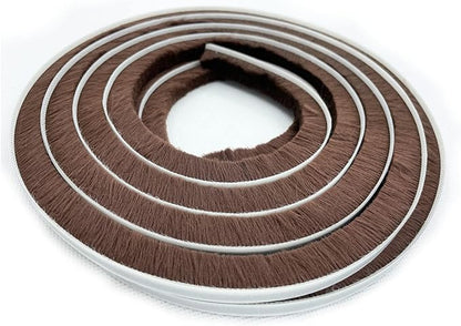 Brush Weather Stripping for Windows/Doors Frame Side, Pile Self Adhesive Weatherstrip Seal Strip Sealer for Soundproofing(16ft x11/32 Backing x 9/16 Brush inch, Brown)
