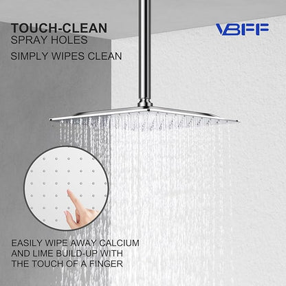 VBFF-Shower Head,rain shower head, 10 inch- Square Shower Head, 1.8 GPM Flow Rate, rainfall showerhead,VBFF08(Chrome)