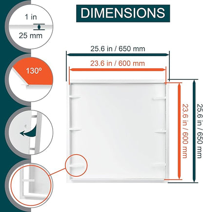 24" x 24" White Metal Access Panel. Service Shaft Door Panel for Drywall. Plumbing, Electricity, Heating, Alarm Wall Access Hole Cover