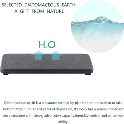 2 Pcs Water Absorbing Stone Trays, Kitchen/Bathroom Sink Soap Dish, Diatomite Tray Used for Hand Soap & Cosmetic Bottles in The Modern Home, 3.5" W x 7.1" L, Dark Gray