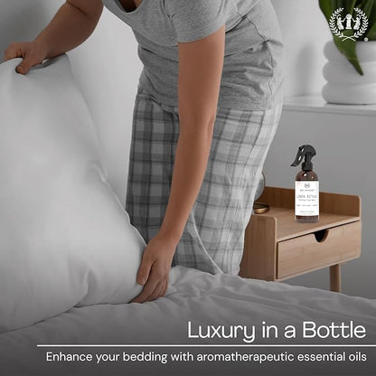 Muse Apothecary Linen Ritual - Aromatic, Soothing, and Relaxing Linen Mist, Laundry and Fabric Spray - Infused with Aromatherapy Essential Oils - 8 oz, Tonka Bean + Amber + Warm Cedarwood,