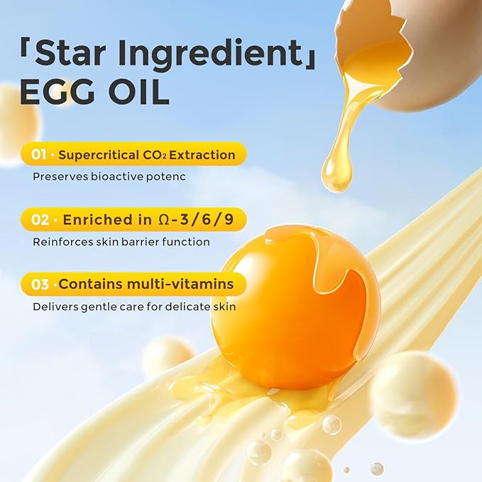 MATERN'ELLA Body Moisturizer with Egg Yolk Oil, Body Lotion natural Long-Lasting Hydration 48h with Squalane & Sodium Hyaluronate Cream Suitable for Sensitive Skin Fragrance Free Total 17.6 oz