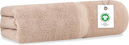 Delara Organic Cotton Luxuriously Plush Bath Sheet | GOTS & Oeko-TEX Certified | Premium Hotel Quality Towels | Feather Touch Technology| 650 GSM Long Staple|Soft, Quick Dry & Ultra-Absorbent 36"x70"