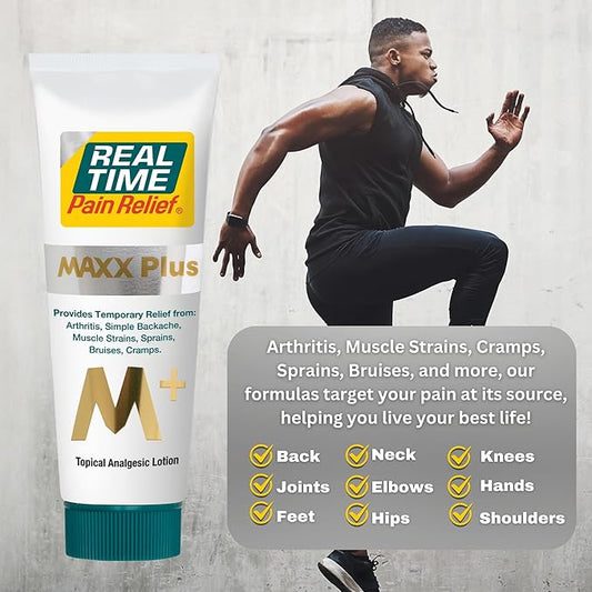 Real Time Pain Relief MAXX Plus - 7oz Tube | Intensive Formula with 19 Natural Ingredients Including Hemp Oil | Fast-Acting Relief for Muscle Pain, Arthritis, Backaches, and More