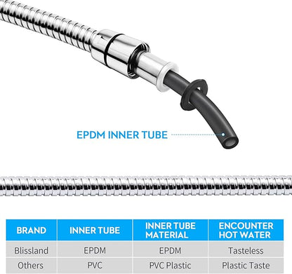 Shower Hose, 69 Inches Extra Long Stainless Steel Handheld Shower Head Hose with Brass Insert and Nut - Durable and Flexible(Chrome)