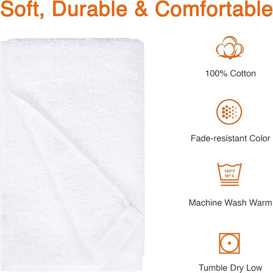 Amazon Basics Soft and Thick Cotton Hand Towels, 16 x 26 in, White, 24-Pack