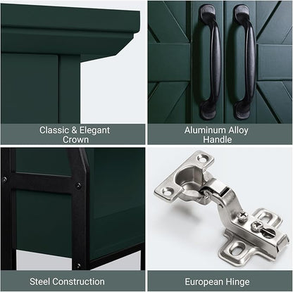 Over The Toilet Storage Cabinet, Over Toilet Bathroom Organizer with Barn Doors Above Toilet Storage Cabinet Spacesaver Behind Toilet Bathroom Organizer (Forest Green)