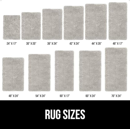 GORILLA GRIP Bath Rug Mat 60x24, Soft Absorbent Chenille, Quick Dry Microfiber Mats, Rubber Backing Washable Shower Floor Rugs, Bathmat Runner, US Designed Bathroom Home Decor Accessories Light Gray