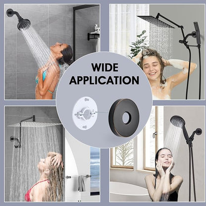 6 Inch Shower Arm with Flange and Stabilizer Bracket, Wall Mounted Shower Pipe Arm 304 Stainless Steel For Fixed Shower Head & Handheld Showerhead, Oil Rubbed Bronze