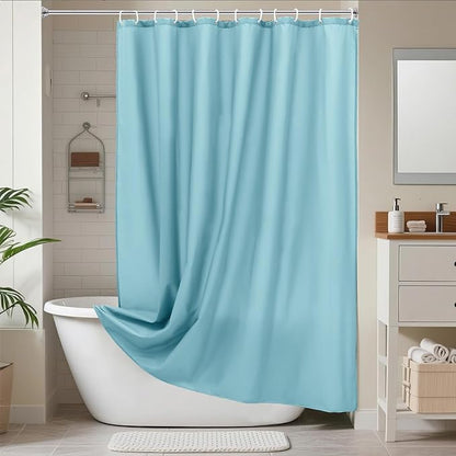 AooHome Extra Long Shower Curtain 72x78 Inch, Fabric Shower Curtain Liner for Hotel with Hooks, Weigthed Hem, Water Repellent, Blue