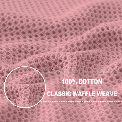 Homaxy 100% Cotton Waffle Weave Kitchen Dish Towels, Ultra Soft Absorbent Quick Drying Cleaning Towel, 13 x 28 Inches, 12-Pack, Dried Rose