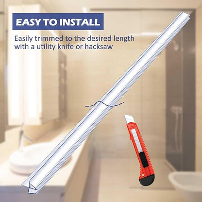 Frienda 8 Pcs Shower Door Bottom Seal 1/2" x 36'' Clear PVC Glass Door Sweep Shower Frameless Seal Strip for Replacement Stopping Leaks and Creating Water Barrier