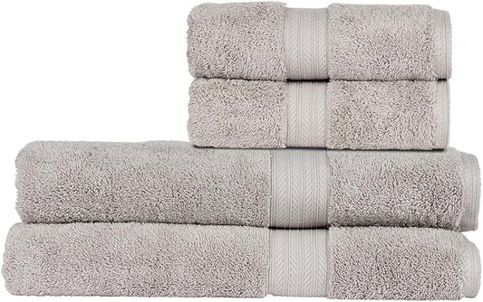 Christy Renaissance 4 Piece Gray Towel Set | 100% Egyptian Cotton | Luxury Bathroom Towels | Soft and Super Absorbent | 675 GSM | 2 Bath Sheet 2 Hand | Dove Gray