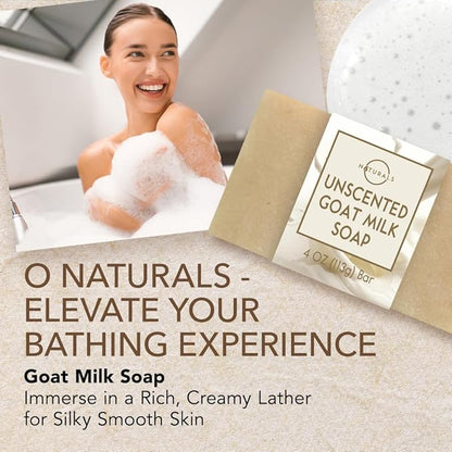 O Naturals 3-Pcs Goat Milk Soap with Soap Saver Bag - Unscented, Triple-Milled, Nourishing, for Sensitive Skin