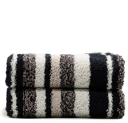 Italic Ultraplush 100% Australian Cotton Washcloths - Set of 2 Luxury Plush Face Wash Cloths, Soft and Absorbent 800 GSM for Bathroom, Spa, Gym, Face and Body (Stripe Multi Color)