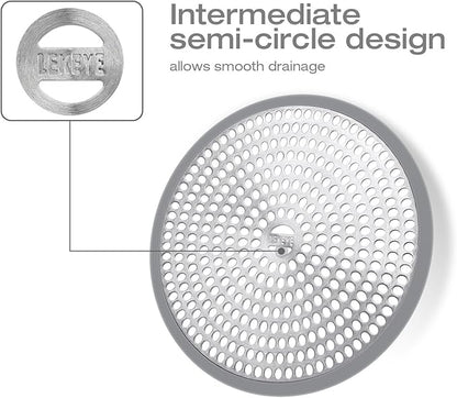 LEKEYE Shower Hair Catcher Drain Protector Strainer-Steel & Silicone 2 Pack