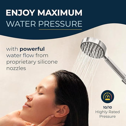 HammerHead Showers® Solid Metal 27.5 Inch Shower Slide Bar Set and Handheld Shower Head with Hose — BRUSHED NICKEL — 2.5 GPM High Pressure Spray Wand — Easily Adjust Height & Angle of Handshower