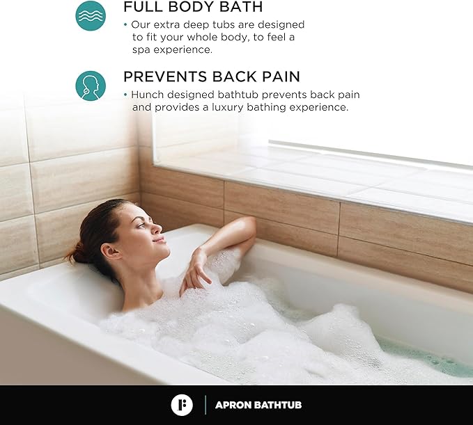 Fine Fixtures Acrylic, Fiberglass Alcove Soaking Bathtub with Integral Apron Front in Glossy White - Left Hand Drain, 66" x 36"