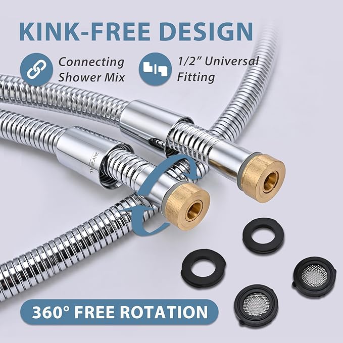 Chorme Shower Hose Extra Long 304 Stainless Steel Handheld Showerhead Hoses,Anti Winding Interface, With Brass Insert And Nut - durable Rv Shower Hose Replacement Soft 59 Inches Bidet Hoses