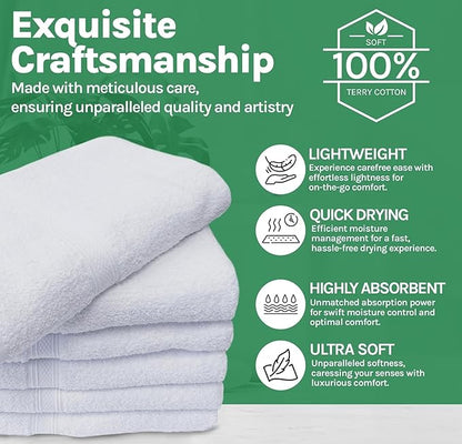 Towels N More Washcloth (60 White) - 100% Cotton Washcloth 12 x 12 - Highly Absorbent Bathroom washcloths, All Purpose Cleaning Towels, Face Towels (60)