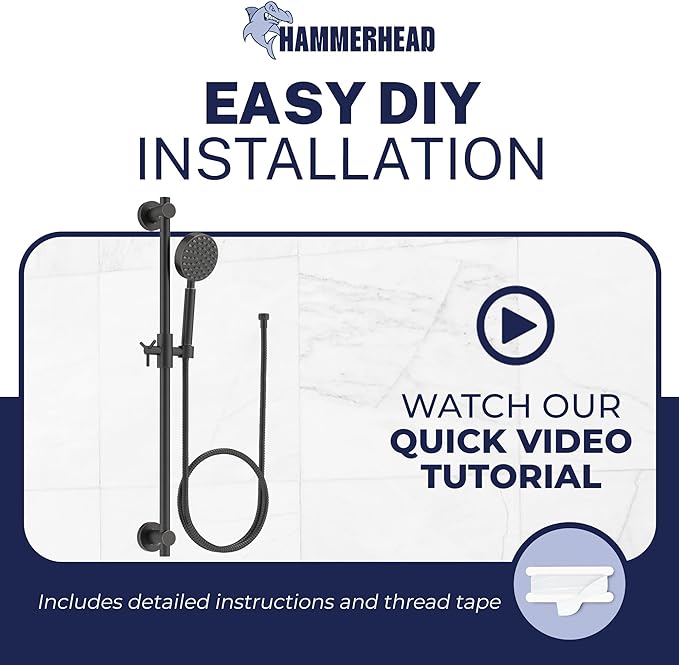 HammerHead Showers® SOLID METAL 27.5 Inch Shower Slide Bar Set and Handheld Shower Head with Hose — OIL RUBBED BRONZE — 1.75 GPM Low Flow Spray Wand — Easily Adjust Height & Angle of Handshower