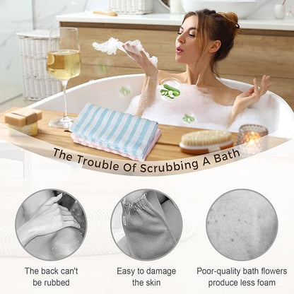 Exfoliating Shower Towel, 2026 Upgraded Exfoliating Washcloth, Body Back Scrubber for Shower, Long Scrub Towel for Women Men Full Body Exfoliator (2 Pcs)