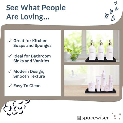 Countertop and Vanity Tray - 2 PC Large 11.7" Silicone Bathroom Trays, Counter Organizer, Dish Soap Sponge Holder Kitchen Sink Tray Organizer, Sink Caddy Toothbrush Key Kitchen Soap Trays