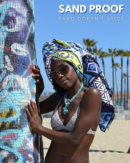 ECCOSOPHY Microfiber Beach Towel - Sand Free Towels are Quick Dry, Light Weight, Super Absorbent - Perfect Pool, Travel, Cruise, Camping Essentials - Oversized Extra Large for Adults 71x35 in