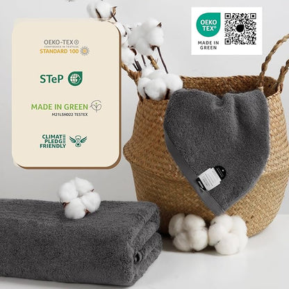 SEMAXE Grey Bath Towels Set of 4, 100% Cotton Luxury Bathroom Towels, Soft, Absorbent, and Quick-Drying, 55"x27", Perfect for Hotels, Gyms, and Spas