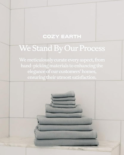 Cozy Earth Waffle Hand Towels - 60% Cotton 40% Viscose from Bamboo Hand Towels 20 x 30 Inches - Soft & Absorbent Terry, Reversible Mini Textured Waffle & Weave Pattern - 2 Pack