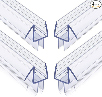 4-Pack Frameless Shower Door Bottom Seal for 3/8 Inch Thick Glass Doors – Stop Shower Leaks and Create a Water Barrier (3/8” x 39”)