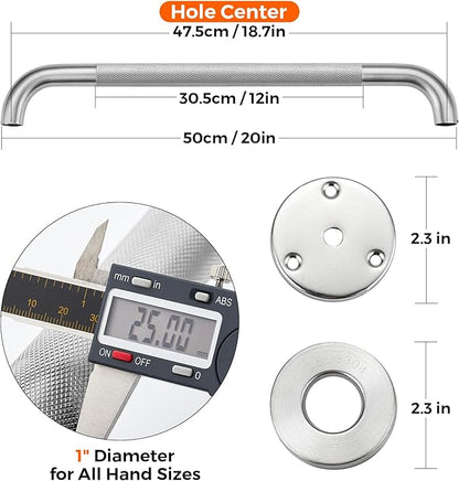 Grab Bars for Shower, 2 Pack 20-Inch Anti Slip Shower Handles for Elderly, Stainless Steel Handicap Grab Bars for Bathroom, Toilet (Brushed Nickel, 1" Diameter)