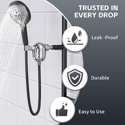 Hard Water Shower Head Filter - 25-Stage Aluminum, Easy Install, Removes Chlorine/Metals for Healthier Skin & Hair