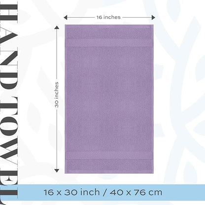 White Classic Luxury Lavender Hand Towels - Soft 100% Turkish Cotton | Highly Absorbent Hotel spa Bathroom Towel Collection | 16x30 Inch | Set of 6