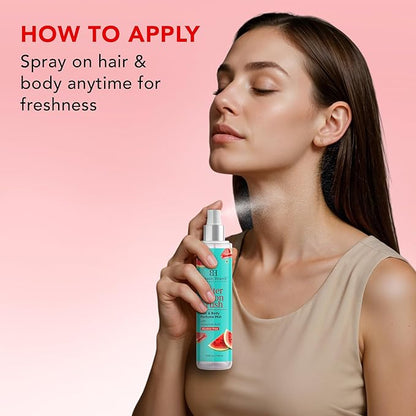 Botanic Hearth Watermelon Hair Perfume & Body Perfume Mist with Hyaluronic Acid, Alcohol-Free, Refreshing & Hydrating Body Spray, Long Lasting Fruity Fragrance, 100 ml / 3.4 fl oz