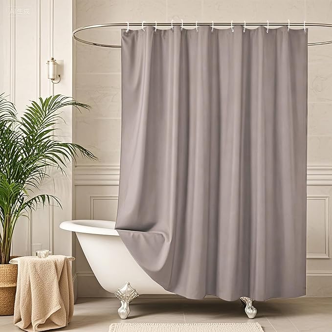 AooHome 72x96 inch Fabric Shower Curtain Liner, Water Repellent Extra Long Bathroom Curtain for Hotel with Hooks, Weighted Hem, Chocolate
