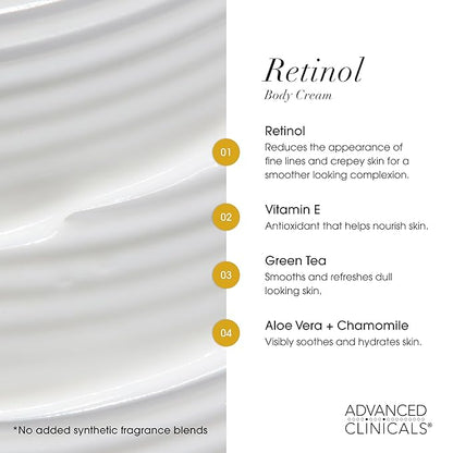 Advanced Clinicals Advanced Firming Retinol Body Lotion + Retinol Eye Cream Face Moisturizer With Peptides Anti Aging 2pc Skincare Set For Women & Men, Fragrance Free, 2pc Set